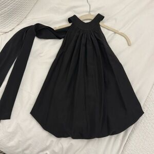 High neck backless black top